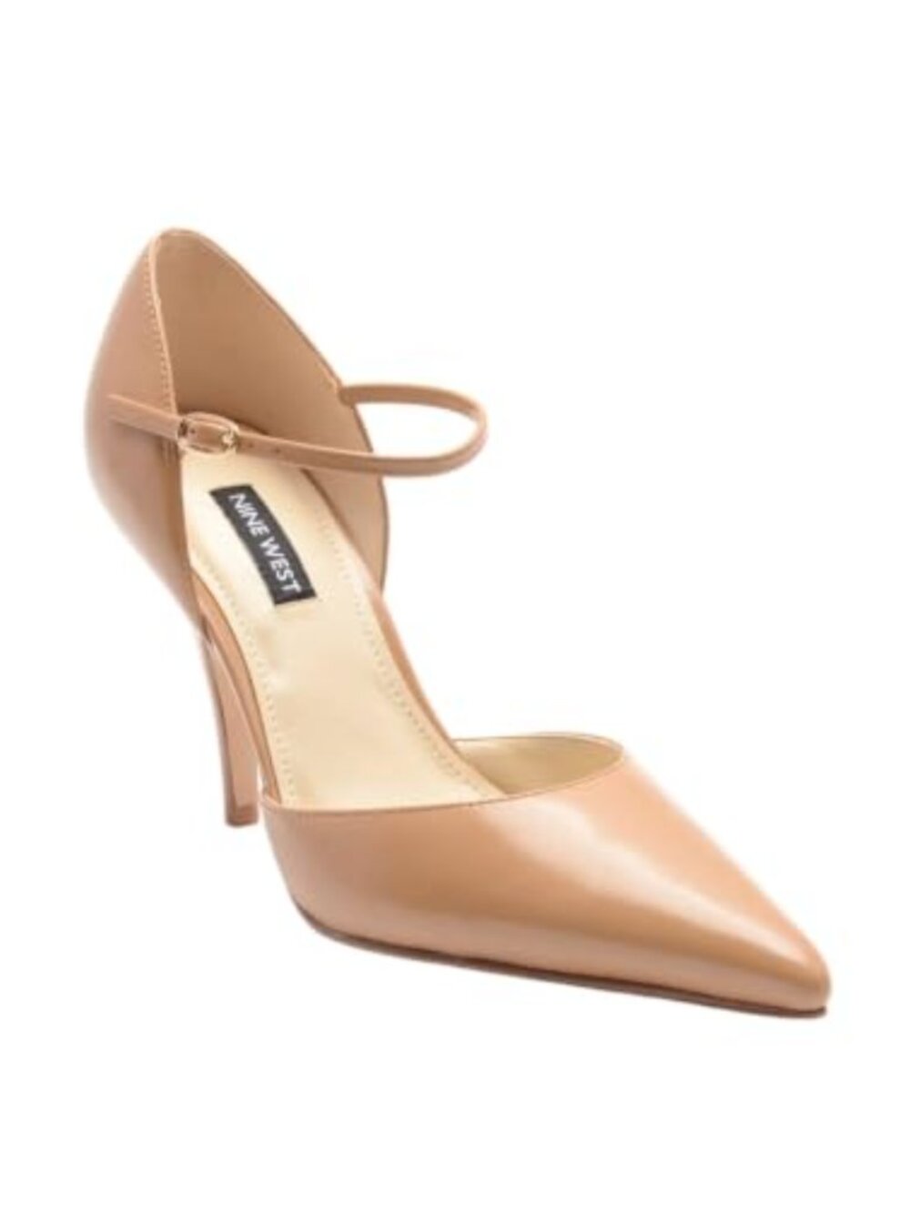 Faux Leather Pointed Toe Block Heel Pull-On Pump